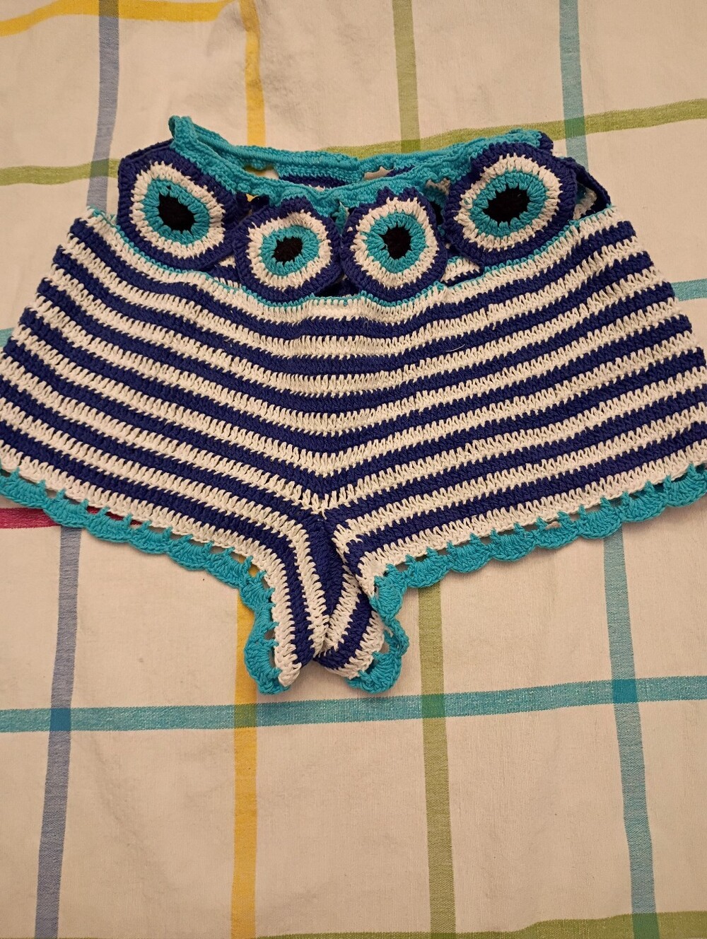 Andi Bagus Evil Eye Striped Crochet Women’s  - Blue & White with Teal Trim